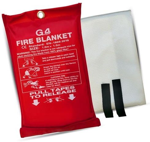 G4GADGET Fire Blanket 2 Pack – 1m x 1m Emergency Fire Suppression Blanket for Kitchen, Home, Car, and Camping – 40x40, Heat Resistant, Durable, and Lightweight