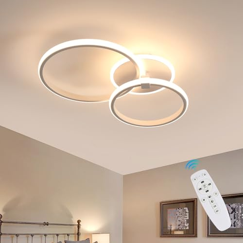 Comely Plafoniera LED Dimmerabile 42W 4700LM con Telecomando 3000K-6500K, Rotonda Bianca Lampada da Soffitto Moderna per Cucina Soggiorno Corridoio