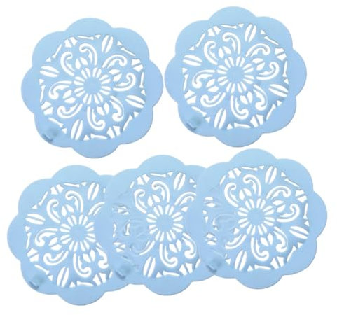 Uonlytech 5pièces Bouchon De Drain De Sol Forme De Fleur Bouchon Évier Anti-blocage Pour Évier De Cuisine Et Salle De Bain Bleu