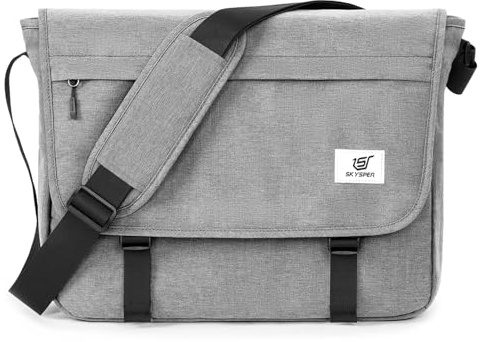 SKYSPER URBANX15 Borsa a tracolla per laptop 15.6 - Messenger bag antirubino grande uomo donna, lavoro e scuola (grigio)