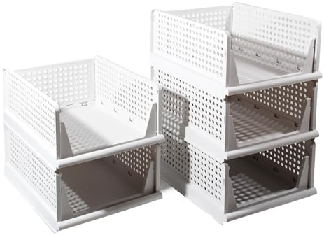 GREELUE 5 Pack Schrank Organizer Kleiderschrank, Faltbare Aufbewahrungsbox, Ordnungssystem für Schubladen, Schließfächer, Kleiderschränke Weiß