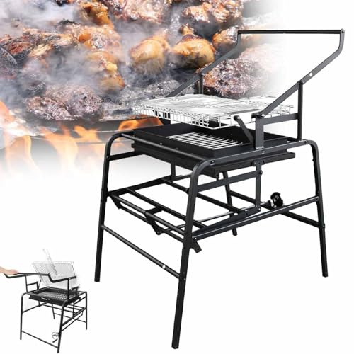 ZenSeFarin Parrilla Plegable para Barbacoa Al Aire Libre con Función Giratoria De 360°, Acero Inoxidable para Voltear Fácilmente, Ideal para Viajes, Camping, Fiestas Y Entretenimiento