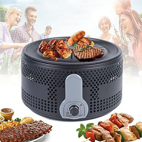 Barbecue portable au charbon de bois sans fumée – Barbecue de table assisté par ventilateur pour le camping, la randonnée, les photos – Cuisine en plein air sans fumée parfait pour les fêtes de