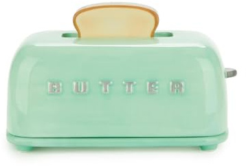 Balvi Mantequillera Toasty Color Verde Diseño Retro Pintado a Mano Cerámica