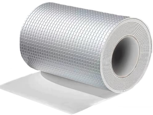 100cm Wide Butyl Roofing Felt Adhesive Tape Roll for Sheds, 1.2mm Roof Felt Aluminium Foil Flashing Repair Tape, Shed Roof Covering Waterproof, Asphalt Roof Shingles Insulation(5x500cm)