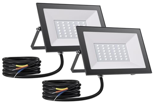 Allin LED Strahler Außen 30W 2 Stück, 6500K 3000LM Superhell LED Strahler | IP65 Wasserdicht Scheinwerfer, 180° Verstellbar Installationswinkel LED-Strahler Außen für Garten, Innenhöfe, Garag