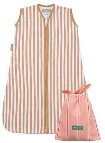 molis&co. Baby-Schlafsack. 0.5 TOG. Ideal für den Sommer. 100% Baumwolle (Oeko-TEX 100). (Sand Stripes, 6-18 Monat)