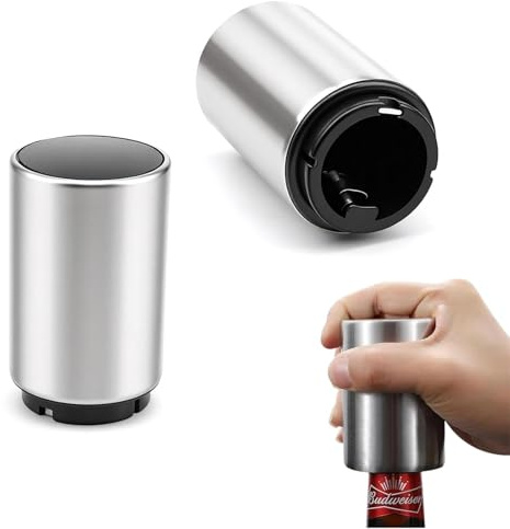 CHSEROK 2 Pezzi Apri Bottiglia Magnetico, a Pressione Apribottiglie Magnetico Automatico, Acciaio Inossidabile Push-up Apribottiglie per Birra, per Casa, Campeggio, Bar