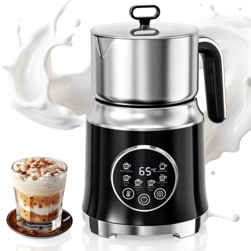 Milk Frother, Hot Chocolate Maker, Milk Frother Electric, Velvetiser, Electric Milk Frother, Frother, Milk Steamer, Automatic Milk Frother, Milk Warmer (Black)