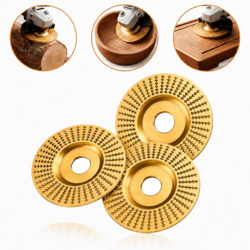 3PCS Wood Grinding Disc Set for Angle Grinder Polishing Pad, Tungsten Carbide Cutting Wheel, Tungsten Carbide Grinding Wheel Wood Carving for Cutting, Shaping, Sanding Discs (3PCS Flat Surface)