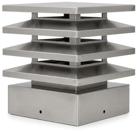 MAKA Comignolo Architettonico, Terminale per Canna Fumaria Camino Stufa a Legna Pellet e Gas, Cappello Antipioggia Design Architettonico (450x450 mm - Inox)
