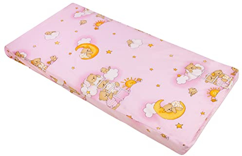 Best For Kids Cuna colchón, colchón 60 x 120 cm Niños enrollable 5 cm de algodón 100% rosa