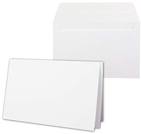 200x Kartenpaket DIN B6 Faltkarten Hochweiß/Kristallweiß - 11,5 x 17 cm - Umschlägen Weiss - Haftklebung - Einlegeblätter Weiss - NEUSER PAPIER