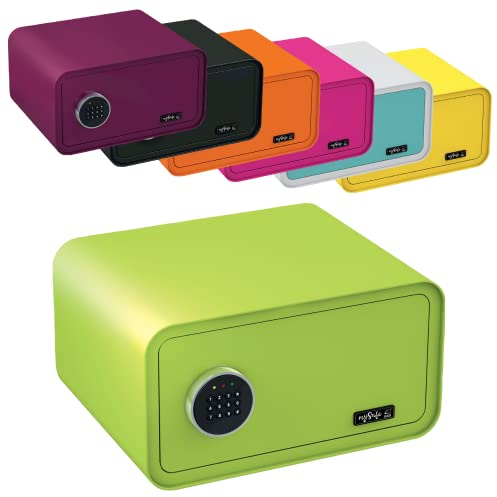 mySafe 430 Code | Elektronischer Tresor mit Zahlenschloss | 23x43x35cm | Design Safe | Möbeltresor | Stahltresor Doppelbolzenverriegelung | Alarm und Notschlüssel | Wand-Bodentresor | Farbe Grün