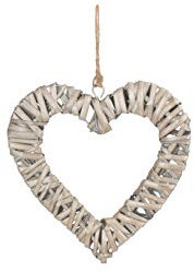 Antique Wash Willow Flat Open Hanging Heart Wreath - Small