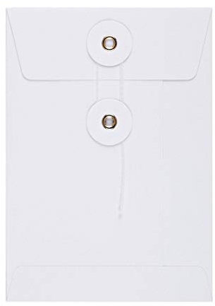 Umschlag C6, 162 x 114 mm, Weiß, Bindfadenverschluss, Kraftpapier, Versandtasche - 10 Stück/Pack