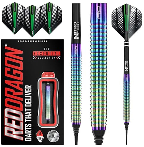 RED DRAGON Razor Edge Spectron 18 Gramm Softip Tungsten Darts mit Flights und Stielen