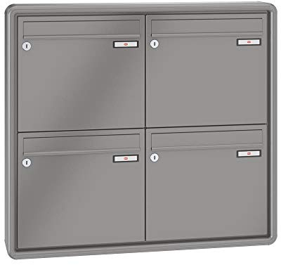 RENZ / RS2000 / 4er Aufputz-Briefkastenanlage Wand-Briefkasten/RAL-Farbe 9007 Volumen 12 L/Dein-Briefkasten.de
