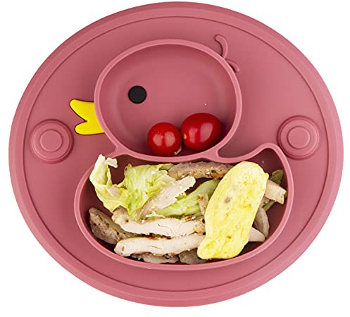 Lightening Silikon, Baby Teller Rutschfeste Saugfütterungsplatte für Kleinkinder Babys Kinder Tischset mit Saugnäpfen BPA-frei, FDA-geprüft, Spülmaschinen-und mikrowellengeeignet