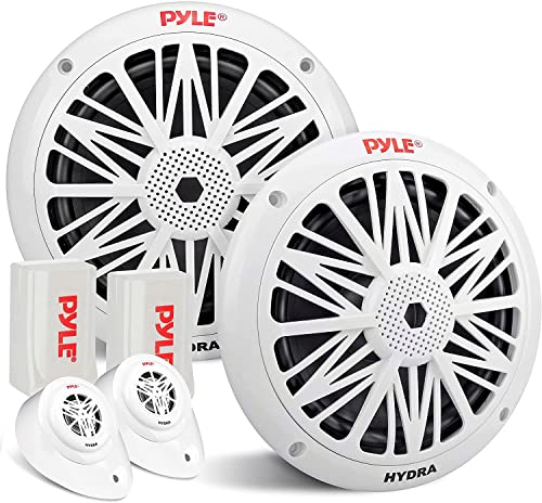 Pyle Altoparlanti Marine 200 Watt, Casse Audio 2 Vie 16,5 Centimetri Resistenti all'Acqua, 85Hz-6kHz, Magneti da 226g, Speaker per Esterni e Veicoli, Bianche