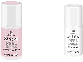 alessandro Striplac Peel or Soak Pretty Ballerina – LED-Nagellack in zartem Rosa – 1 x 8ml & Striplac Peel or Soak Top Coat – LED-Überlack für eine perfekt glänzende Farblackierung – 1 x 8ml