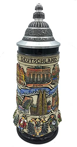 Zöller & Born Chope de bière allemande Allemagne avec un couvercle d'étain, 0,5 litres