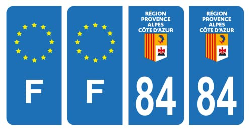 HADEXIA Set of 4 Self-Adhesive Number Plate Registration Stickers Department 84 Vaucluse Provence-Alpes-Côte d'Azur & F France Europe