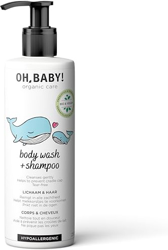 Oh, Baby! biologische & vegane Waschlotion und Shampoo für sensible Babyhaut angereichert mit Prä- und Probiotika I tränenfreie Rezeptur I 2in1 Waschgel für Haut & Haar mit Aloe Vera-Extrakt I 250 ml