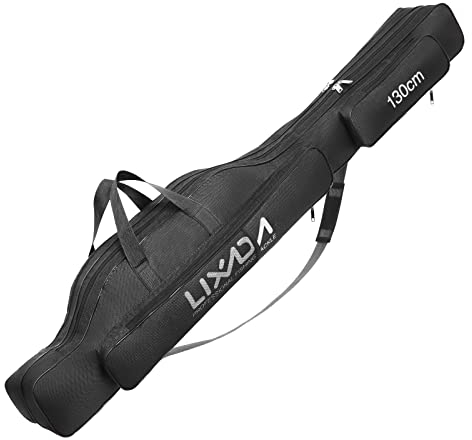 Lixada Borsa da Pesca Portatile Pieghevole, Canna e Mulinello Carrier Bag, 170 cm, Nero, Moderno