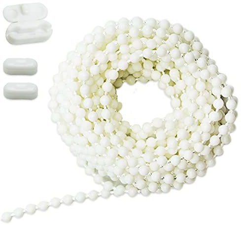 Roller Blind and Roman Shade Blind Beaded Chain Cord White Plastic Roller Blind Chain 4.5mm (5m)