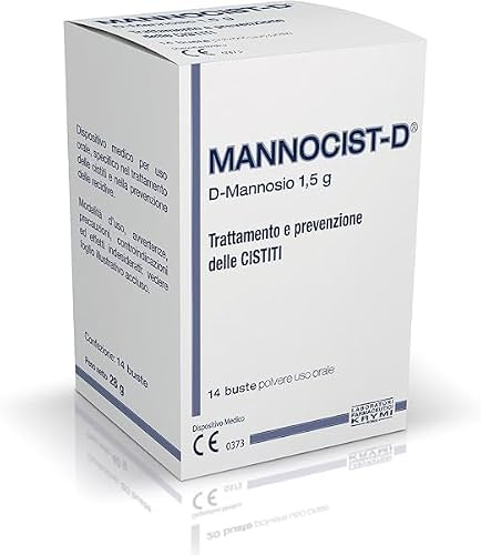 Mannocist D Mannosio Cistite Donna e Uomo 14 Bustine Dispositivo Medico per Cistite, Trattamento di Recidiva, Attenua Bruciore e Prurito, Supporto per Vie Urinarie, Senza Glutine e Lattosio