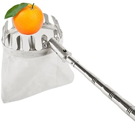 Obstpflücker, 8 ft/5 m Obsternter mit leichter Edelstahl-Teleskopstange, tragbares Erntehelfer Obstpflücker in großer Höhe zum Sammeln von Apfel, Birne, Mango, Orange usw