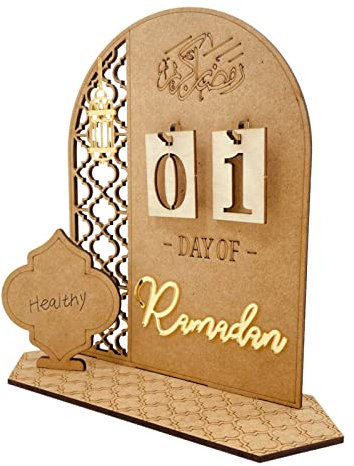 FIYSON Holz Retro Tischkalender 20cm Ewiger Kalender Countdown Kalender Holz Tischkalender Jahresunabhängig Geburtstagskalender Manuelle Umrüstung Kalender für Home Office Desktop-Dekoration (Laterne)