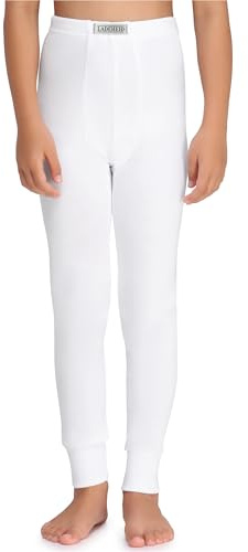 Ladeheid Calzoncillos Niño Largos Algodón - Ropa Termica Interior para Invierno - Pantalones Térmicos Niños Cálidos y Transpirables, Ideal para Frío y Uso Diario LA40-248 (Blanco, 146)