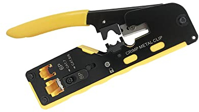 RJ45 Pass Through Crimp Tool, RJ45 Cat5 Cat6 Cat7 Crimping Tool, RJ11 Crimping Tool, Ethernet Network Cable Crimper Stripper, Modular Crimping Equipment Mini Tool Pliers