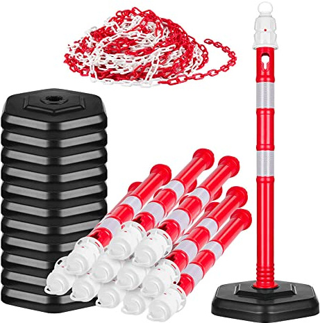 TMS PRO SHOP BIGPACK 3 x Kettenpfostenset Multi-MAX, rot/weiß, mit 50 m Kette, Höhe: 100 cm aus Kunststoff, Art.-Nr. 609778
