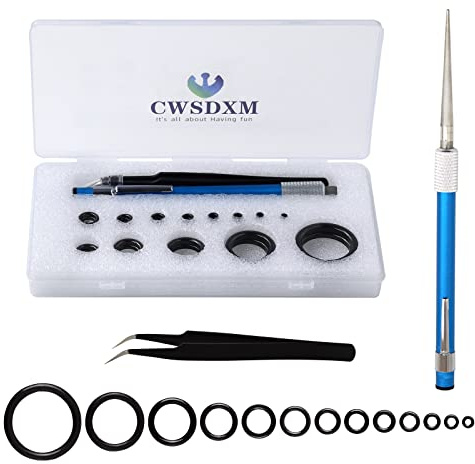 CWSDXM Angelruten-Reparatur-Set, 26-teilig, Angelruten-Ösen-Reparatur-Set, 13 Größen, Keramik-Führungsringe, Ersatz-Set mit 1 Pinzette und 1 gezacktem Stab (schwarz)