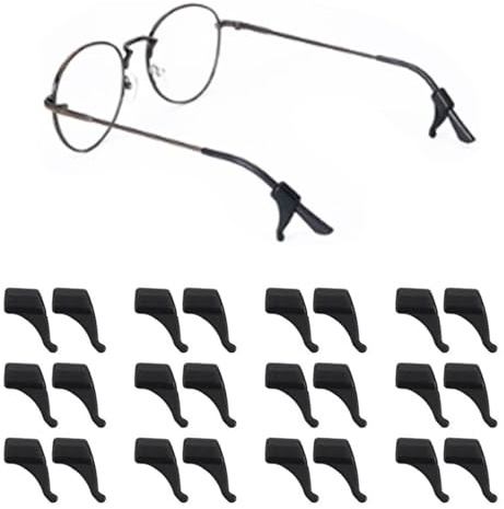 Omnful Anti-Slip Glasses Ear Hooks, Eyeglasses Holder, Eyeglasses Retainers,Soft Silicone Glasses Temple Tips Sleeve, Non Slip Ear Cushions for Sunglasses (Black 12Pairs)