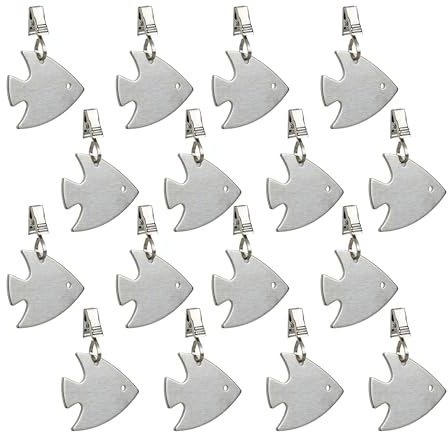 Relaxdays Tischdeckenbeschwerer, 16er Set, Fisch Motiv, Gewicht für Tischdecke, Gardinenbeschwerer, Edelstahl, Silber