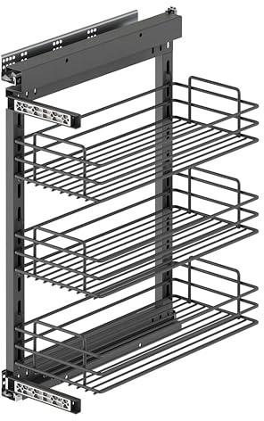 Emuca - TitaneStar-Auszugswagen mit Dämpfungssystem, Modul 400mm, Grau anthrazit, Stahl