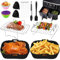 ARNTY Accessori Friggitrice Ad Aria Quadrata,18 Pezzi Di Teglia Silicone Friggitrice Ad Aria, Applicabile a Ninja Foodi AF400EU, AF300EU e Altre Friggitrici Ad aria Doppia Zona Da 7,6 L-9,5 L