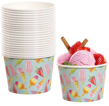 Virsus 100 Coppette Gelato in Carta 2101, capacità 120ml, grafica colorata, coppa rotonda in cartoncino biodegradabile e compostabile, pirottini, ciotola per gelati, dessert, yogurt 2 CF x 50 PZ (100)