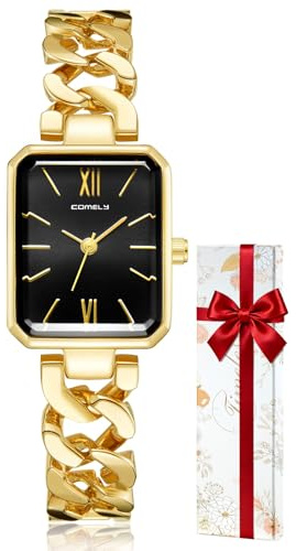 CIVO Damen Uhr Edelstahl Rechteckig Armbanduhr für Frauen Elegant Wasserdicht Analog Damenuhr