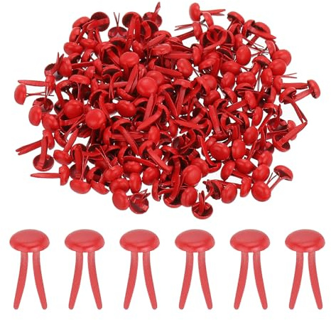 PATIKIL 400 Stück Musterbeutelklammern 5 x 9 mm Mini Brads Metall Rundkopfklammern Briefklammern Musterklammern Scrapbooking für Kunst Basteln Handwerk DIY-Projekte PapierRot