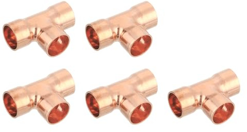 QUARKZMAN 5 Stück 15mm Kupferrohr Bogen, Pressfitting Kupfer mit Dichtungen für Trinkwasser und Gasleitungen