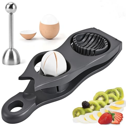 Wantli Cortador de huevos, con Abridor de huevos, herramienta para cortar huevos 2 en 1 que ahorra tiempo,alambres de corte de acero inoxidable,apto para cortar champiñones,huevos cocidos,patatas