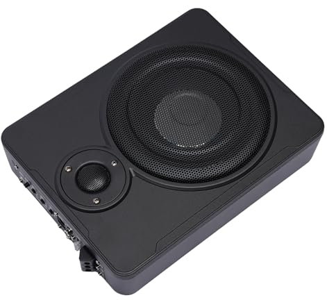 MEELRYD Subwoofer activo de 600 W para coche, subwoofer delgado, subwoofer de 8 pulgadas, con malla de aleación de protección de alta resistencia, 345 x 240 x 68 mm
