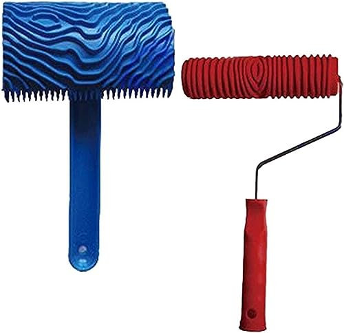 Rulli per verniciatura， Rullo per facciate， Set di strumenti for motivi in ​​legno imitazione Eg300t Rullo in gomma da 7 pollici + Ms16 Strumento for venature del legno realistiche imitazione Rivestim