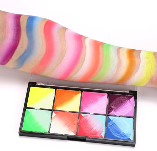 KARLOR face paint palette, 16 make-up colors with brush, UV neon face painting face paint matte body paint water-soluble safe theater make-up paint body paints face painting festival Halloween