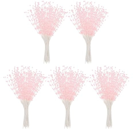 PATIKIL 4mm Pearl String Bouquet, 50 Pcs Pearl Stick Stems Bouquets Garland Spray Beaded for Bridal Beaded Wedding Party Table Decorations, Pink